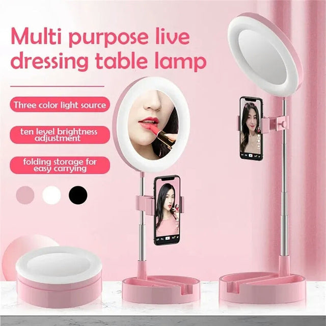 Selfie Ring Light with Makeup Mirror & Phone Holder Kit
