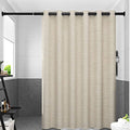 Thick Beige Linen Shower Curtain