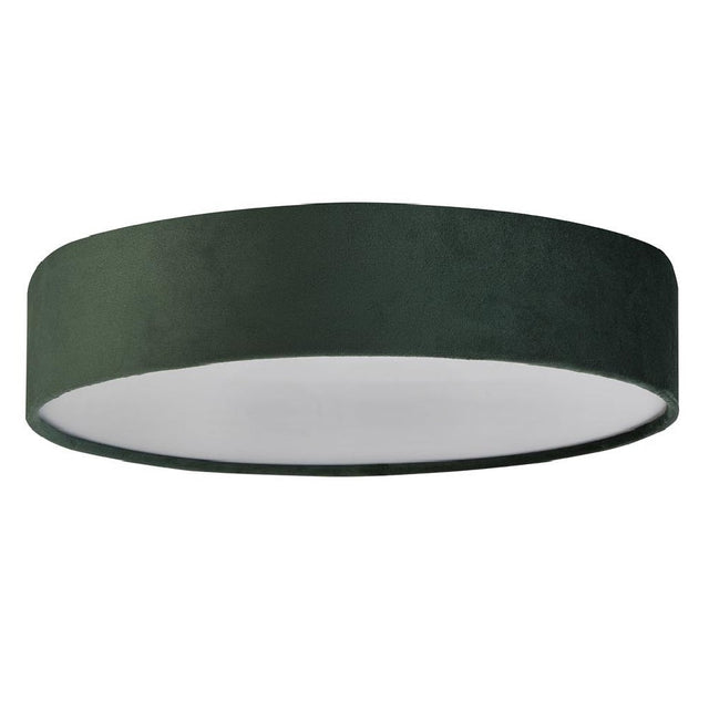 Green Velvet & Opal Diffuser Vintage Round Flush Drum Light 38cm