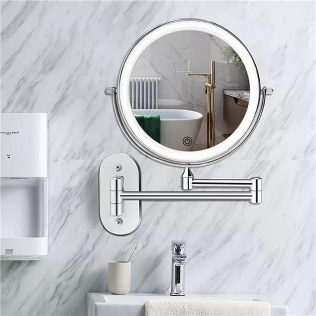 Illuminated wall mirror with 10x magnification and USB charging function |