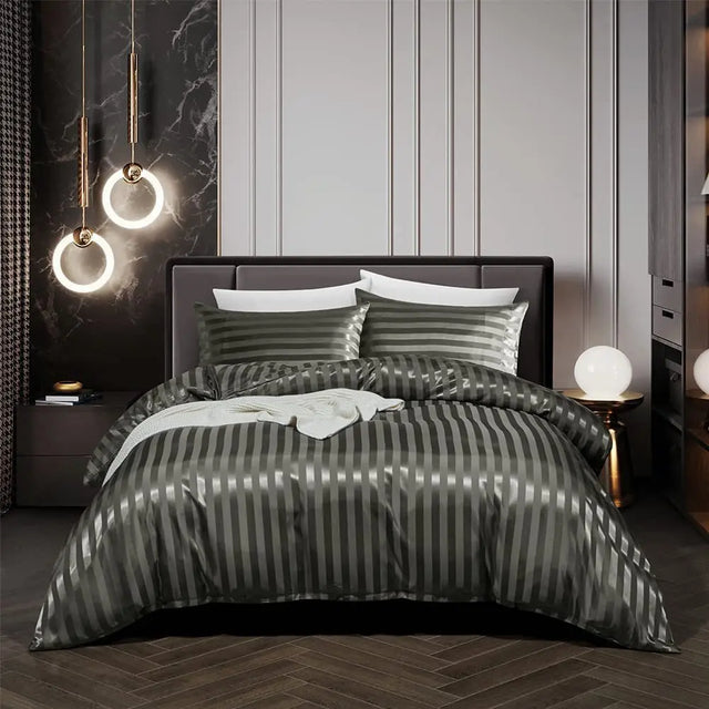 NoirLuxe Duvet Cover Set - Elegant Satin Bedroom Transformations