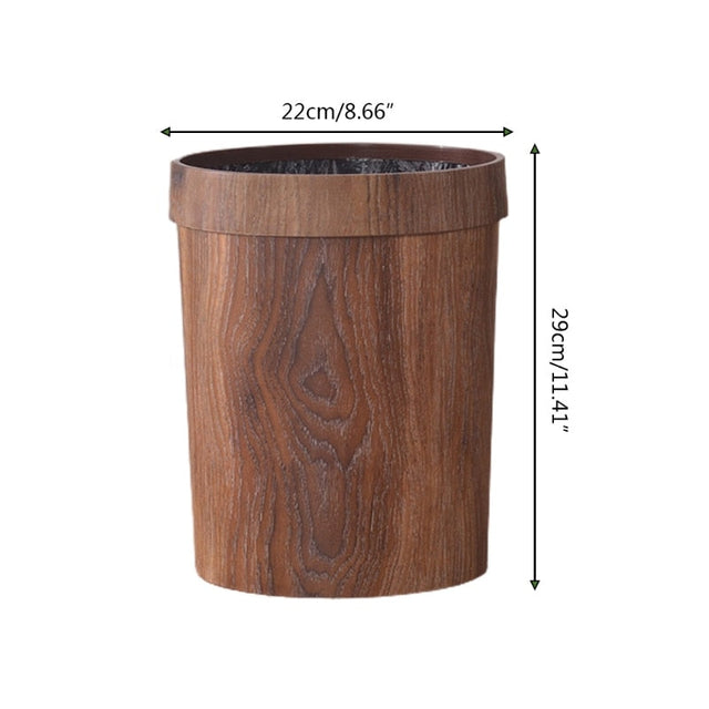 Elegant Retro Wood Grain Trash Can