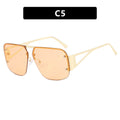 Women’s Futuristic Sunglasses with Square Frame and Mirrored Lenses