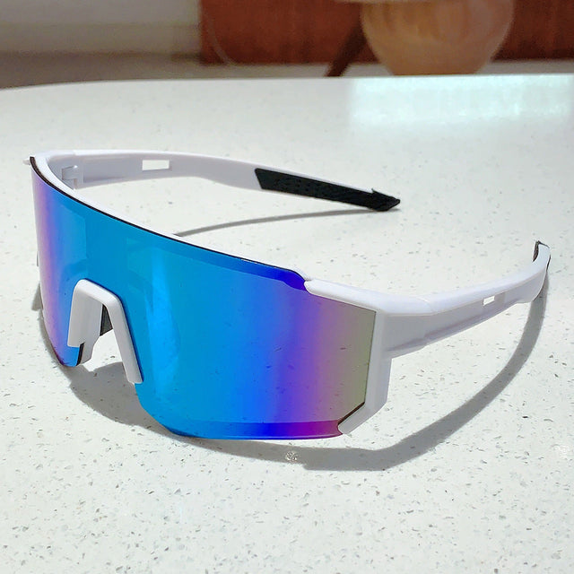 Unisex nan sporty shield sunglasses with continuous mirror lens and adjustable nose bridge