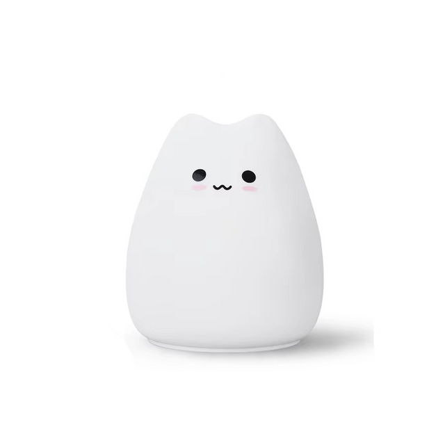 Charming Cat Silicone Night Light with 7-color Touch Sensor