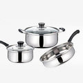 3 piece cookware set made of stainless steel