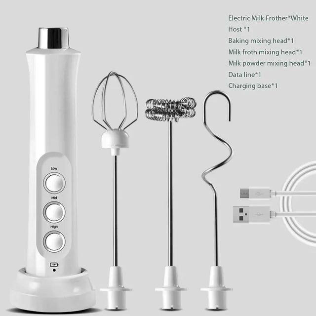 3 In 1 Electric Milk Frother Rechargeable Milk Frother Handheld Frothing Device High Speeds Milk Frother Drink Mixer Coffee