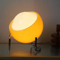 Aurivio Table Lamp | Glass & Stainless Steel | Retro-Nordic Design | LED Night Light Beige/Orange | Ø21×H25 cm