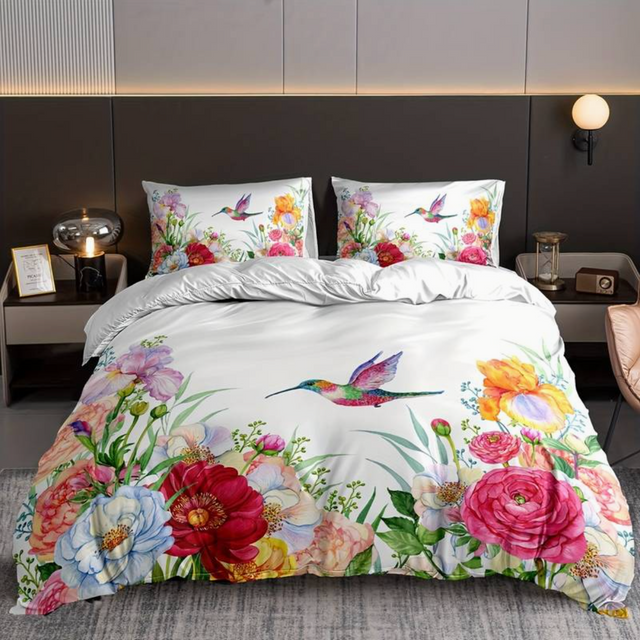 colorful Flowers Aura Duvet with Pillowcases