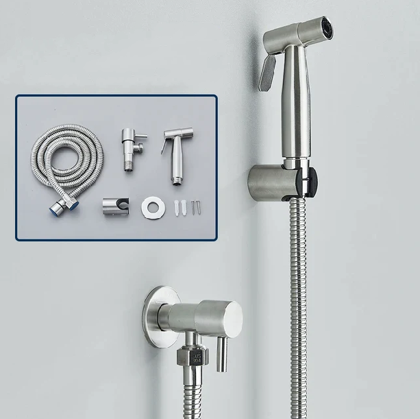 Shinesia Bidet Sprayer – Stainless Steel Hygienic Bathroom Accessory – Wall Mounted Cold Water Spray Function
