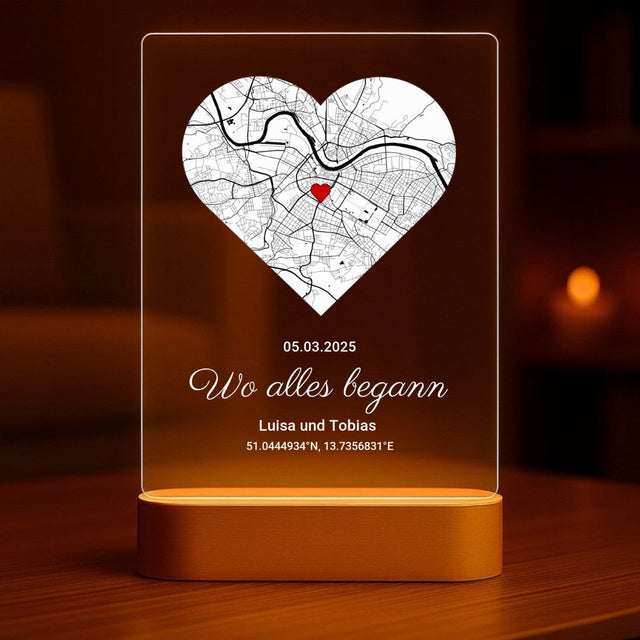 LichtZauber Night Light | Personalized LED Night Light with Wooden Base for a Cozy Atmosphere