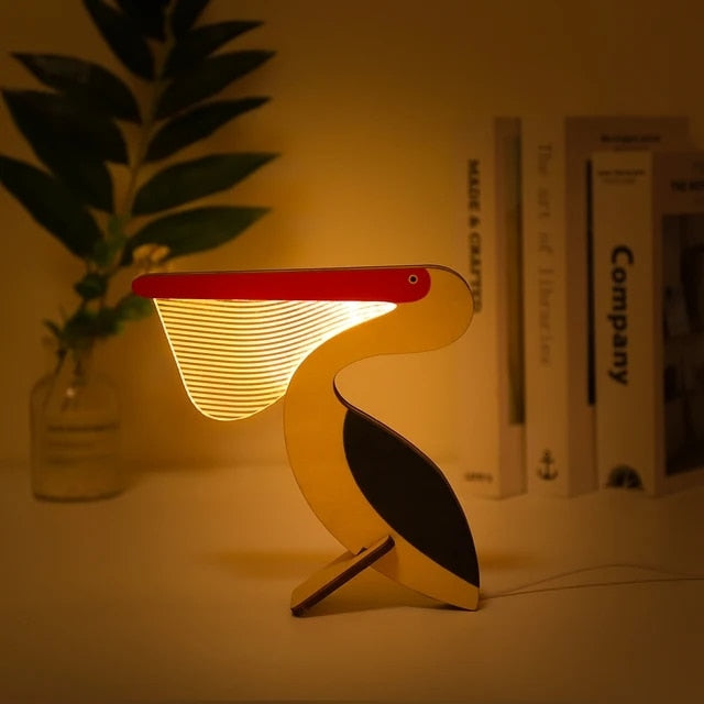 Animal LED Night Light Wood Acrylic Table USB Lights