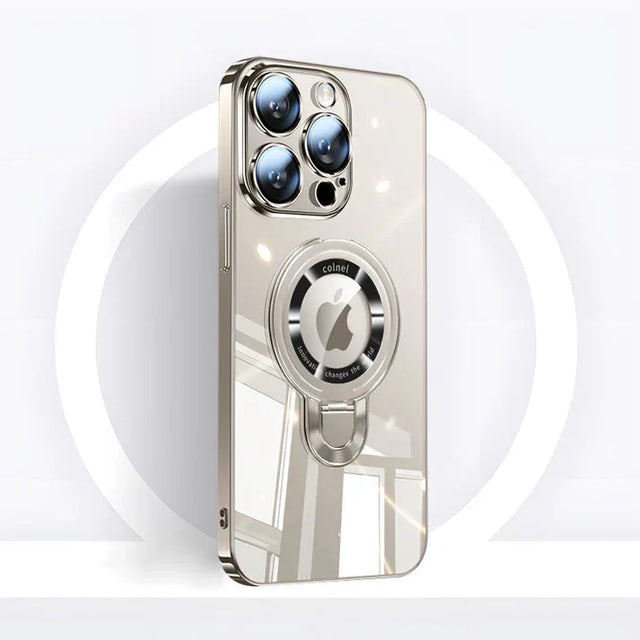iPhone MagSafe Series | Transparent electroplated rotating stand phone case