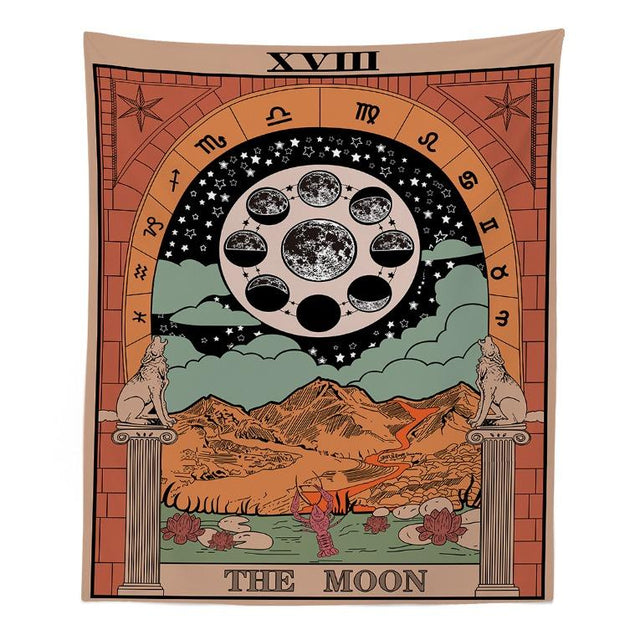 "The Moon" Tarot colored Tapestry