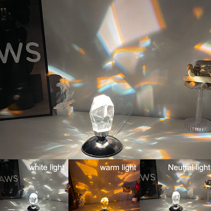 LuxorLite Diamond Crystal LED Table Lamp | Luxurious Mood Light | 3 or 16 color Change | Wireless Night Light