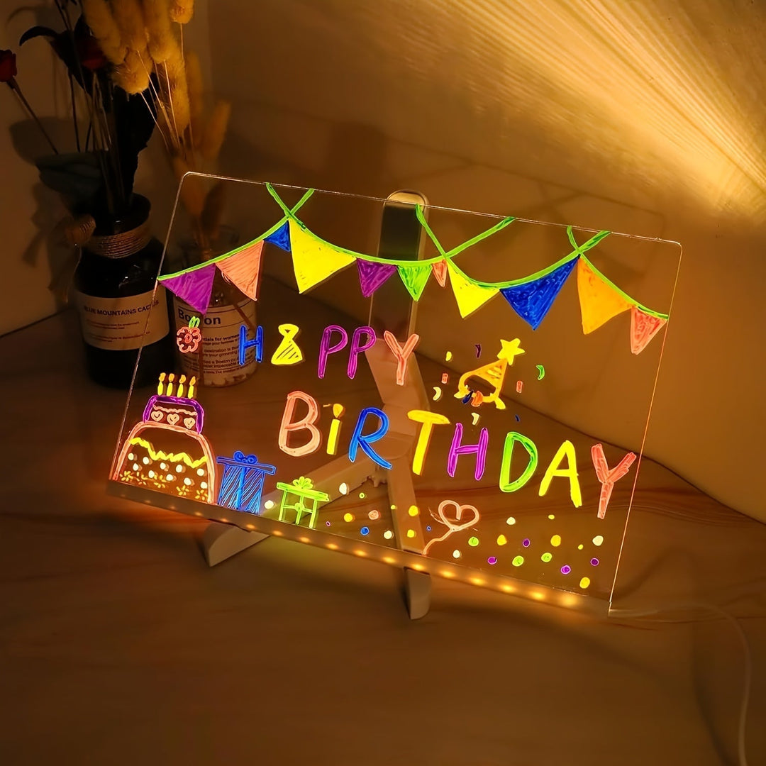 USB LED Noteboard with 12 colored Pens - Bright Message Board for Office &amp; Home