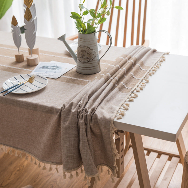 Waterproof Oil-resistant Rectangular Tablecloth Cotton Linen Wrinkle-resistant Tablecloth for Kitchen Dining Room Buffet Party