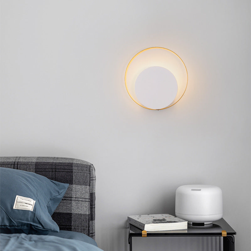 Modern Minimalist Iron Circle Ring 1-Light Wall Sconces Lamp For Bedroom