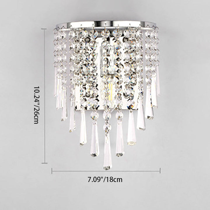 Modern Luxury Semi-Round Octagonal Pearl Stainless Steel Crystal 1-Light Wall Sconce Lamp for Living Room