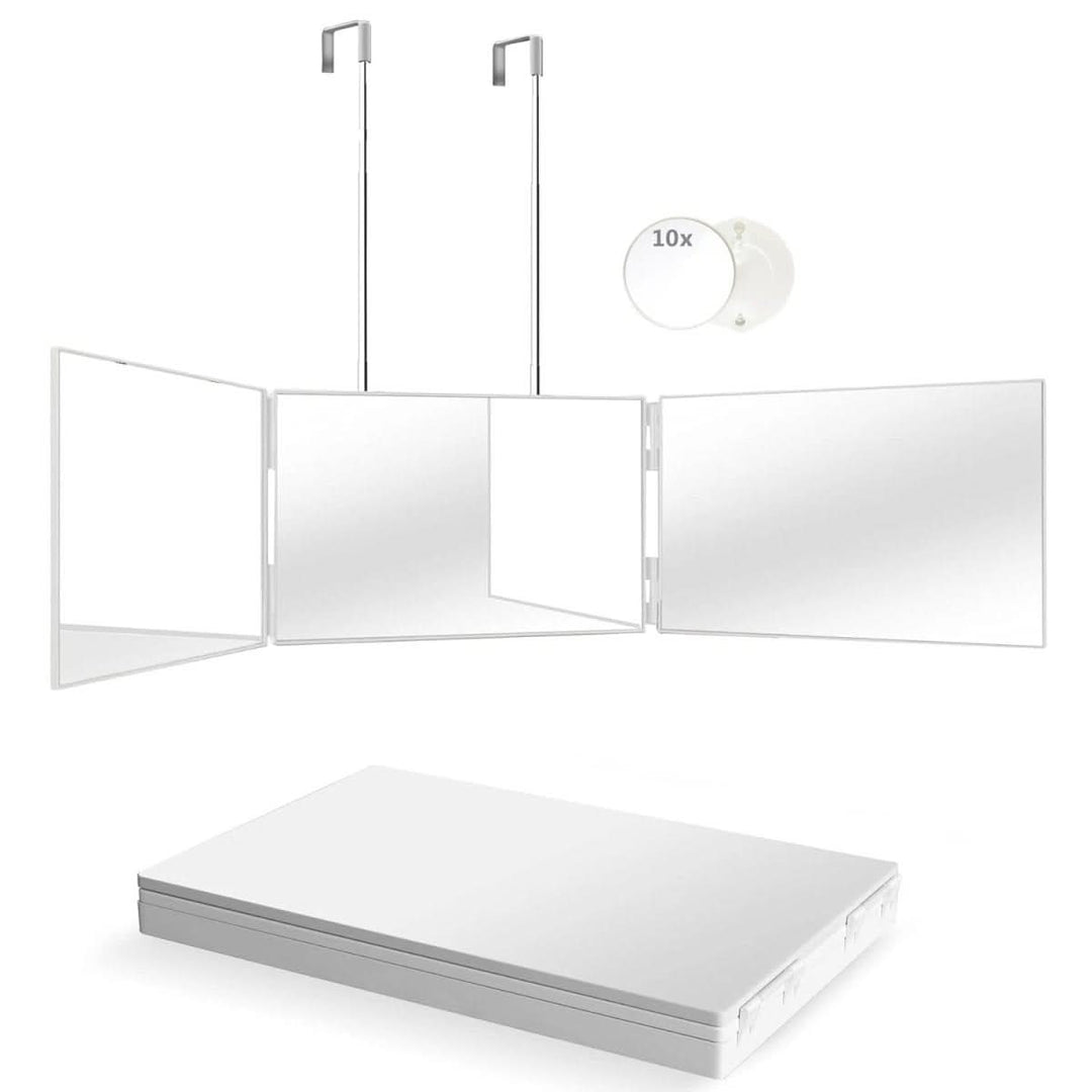 Foldable 3-way mirror with hook for make-up, hair styling &amp; shaving
