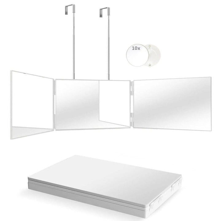 Foldable 3-way mirror with hook for make-up, hair styling &amp; shaving