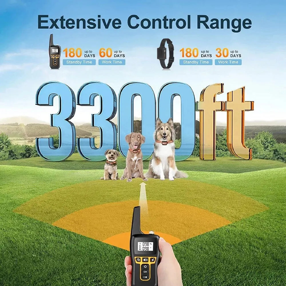 1000m Dog Training Collar – Waterproof, Rechargeable with Remote Control for Small, Medium &amp; Large Dogs