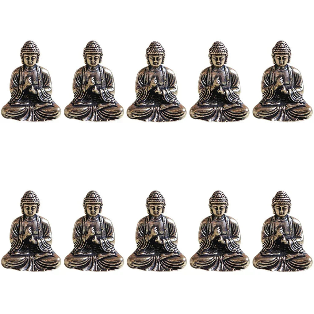 10 pieces mini brass sitting Buddha statue figure for travel Buddhism worship home office desk decoration