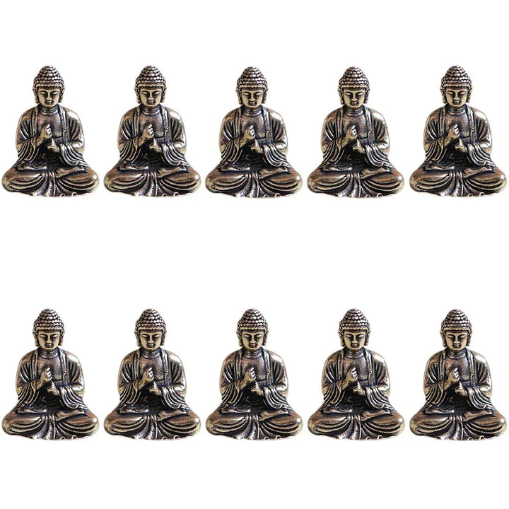 10 pieces mini brass sitting Buddha statue figure for travel Buddhism worship home office desk decoration