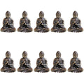 10 piece Miniature Brass Sitting Buddha Statue Figure for Travel Buddhism Worship Home Office Desk Decoration