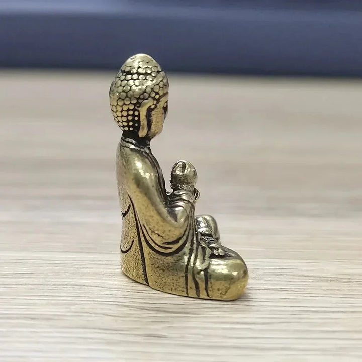 10 piece Miniature Brass Sitting Buddha Statue Figure for Travel Buddhism Worship Home Office Desk Decoration