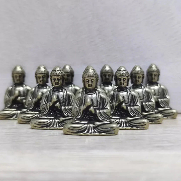10 pieces mini brass sitting Buddha statue figure for travel Buddhism worship home office desk decoration