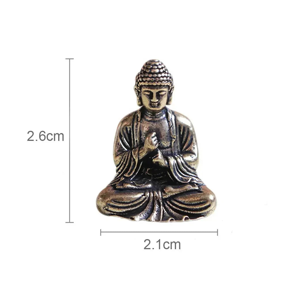 10 piece Miniature Brass Sitting Buddha Statue Figure for Travel Buddhism Worship Home Office Desk Decoration