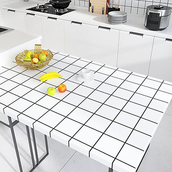 White Peel &amp; Stick Tile Mirror Plastic Grid Wallpaper for Kitchen and Bathroom