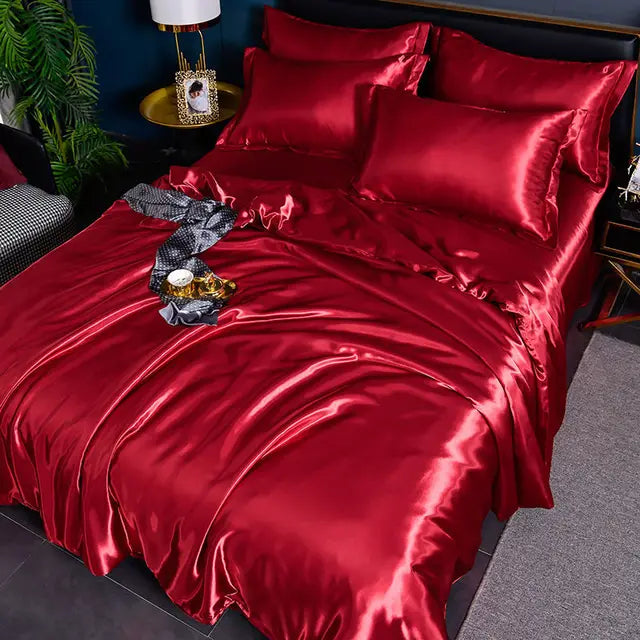 Luxury Solid Satin Duvet Cover - SilkSerenity