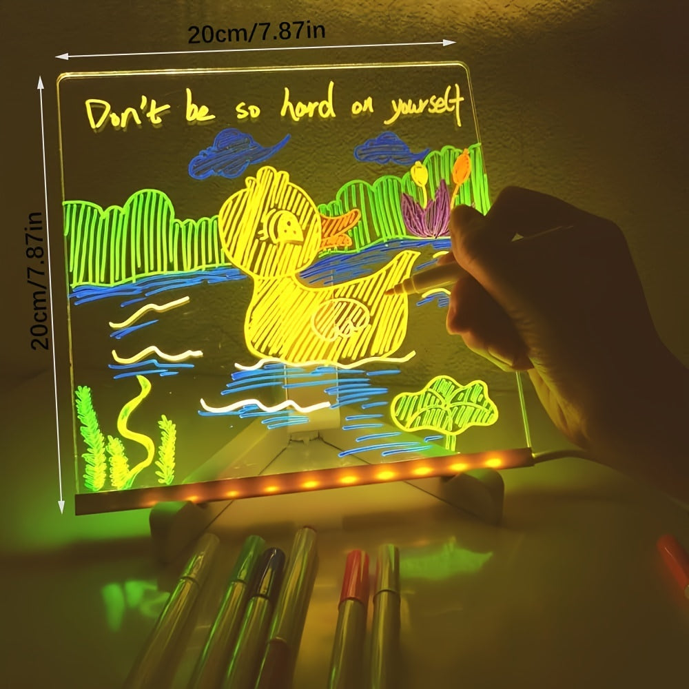 USB LED Noteboard with 12 colored Pens - Bright Message Board for Office &amp; Home