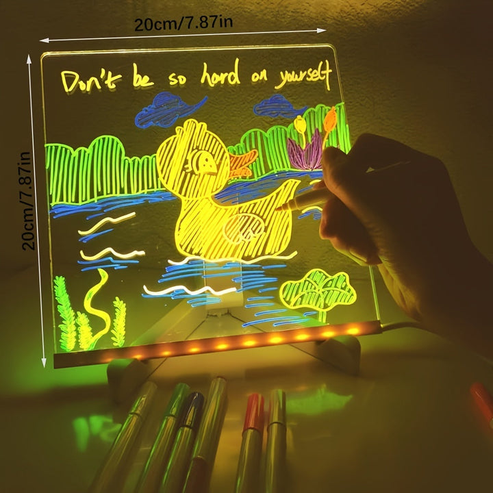 USB LED Noteboard with 12 colored Pens - Bright Message Board for Office &amp; Home