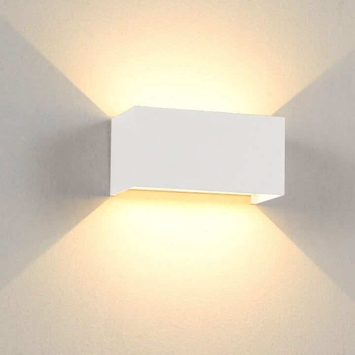 Modern waterproof rectangular LED wall light for outdoor use with up and down lighting