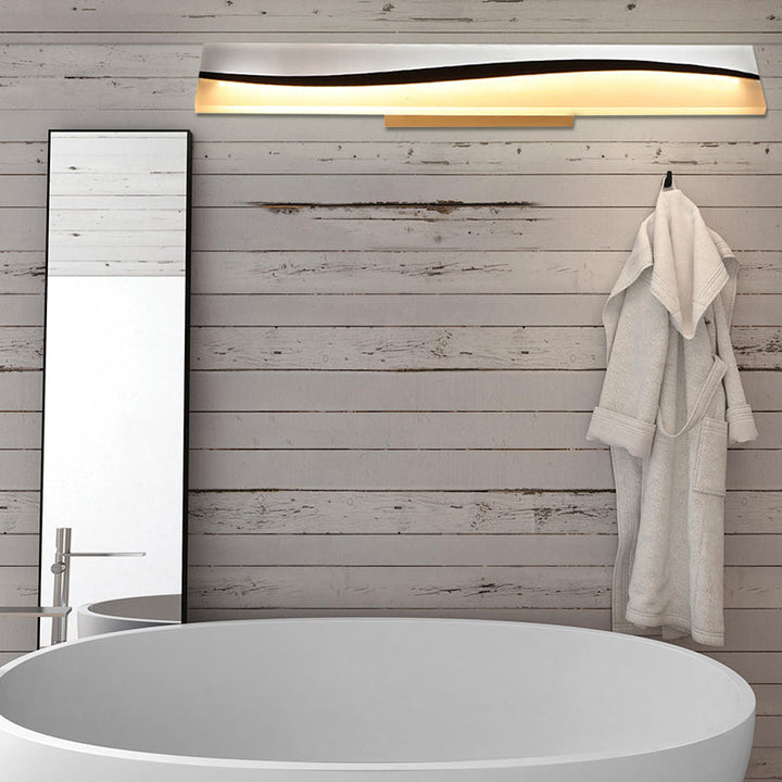 Acrylic Rectangular Makeup Mirror Lamp Simple 16"/19.5"/23" Width LED Bathroom Light over Mirror in Warm/White, Water and Fog Resistant