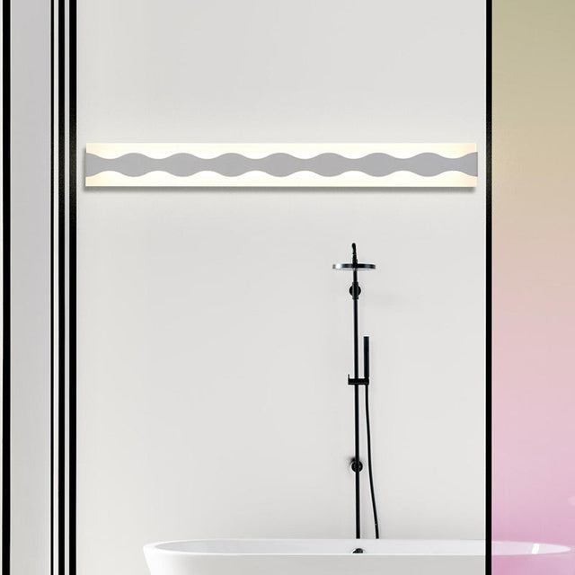 16"/19.5" Width LED Bathroom Mirror Lighting with Wave Acrylic Shade White Wall Sconce in Warm/White Light