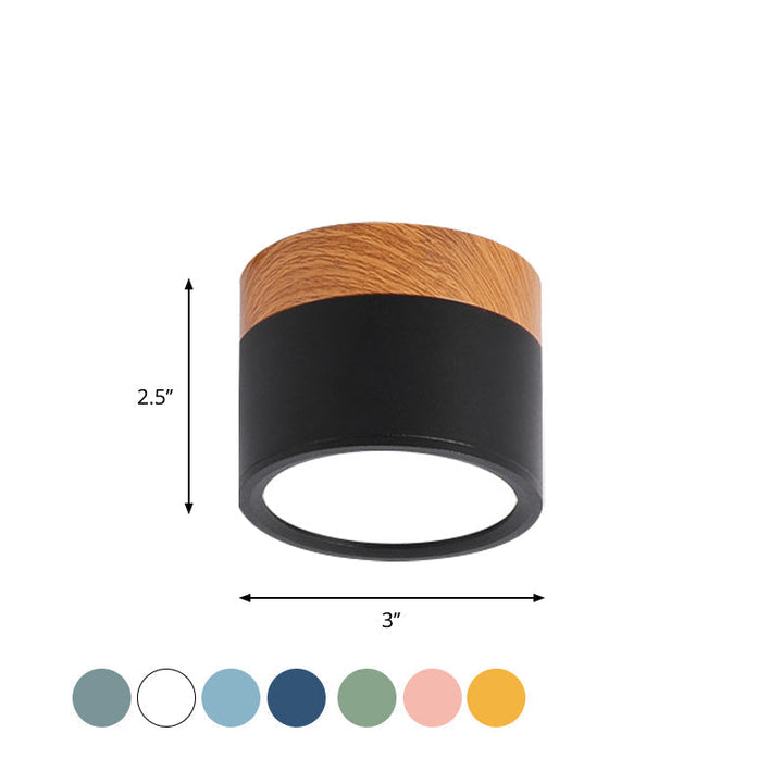 Small ceiling light Macaron metal kitchen bar recessed lighting in yellow/blue/black and wood