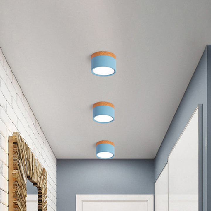 Small ceiling light Macaron metal kitchen bar recessed lighting in yellow/blue/black and wood