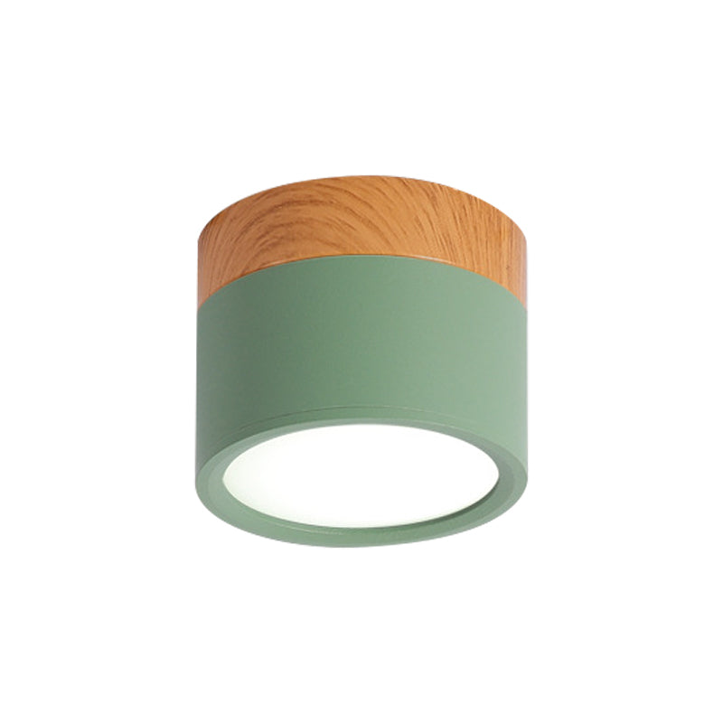 Small ceiling light Macaron metal kitchen bar recessed lighting in yellow/blue/black and wood