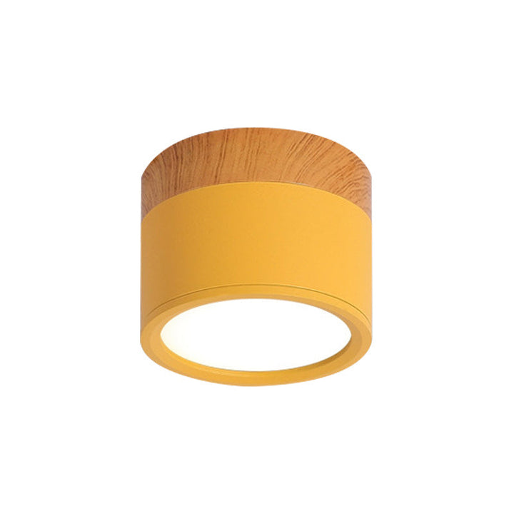 Small ceiling light Macaron metal kitchen bar recessed lighting in yellow/blue/black and wood