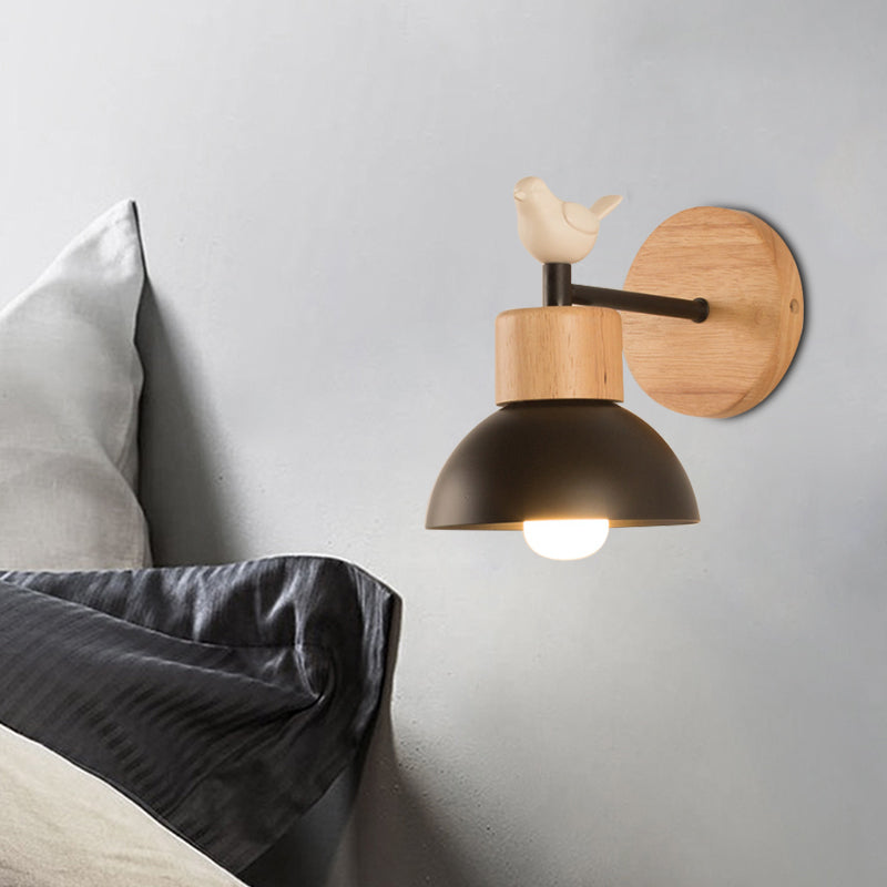 NordicDome - Metal and Wood Wall Lamp with Bird for the Children&