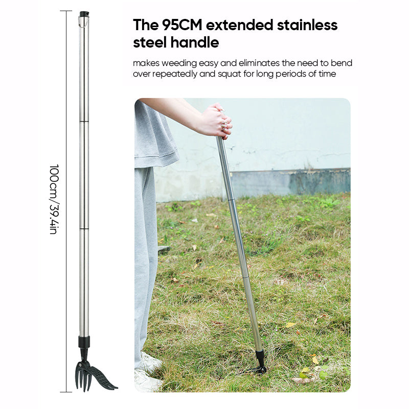 Stainless steel adjustable long handle removable weeder