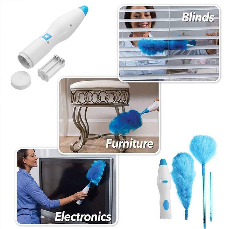 360° rotating electric spin duster motorized dust cloth with 2 brushes