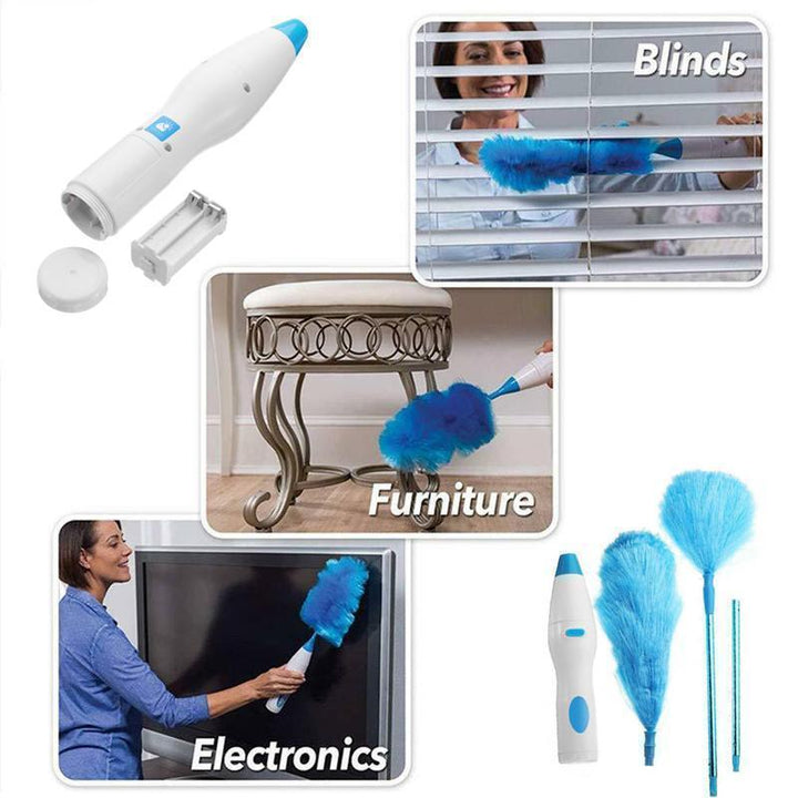 360° rotating electric spin duster motorized dust cloth with 2 brushes
