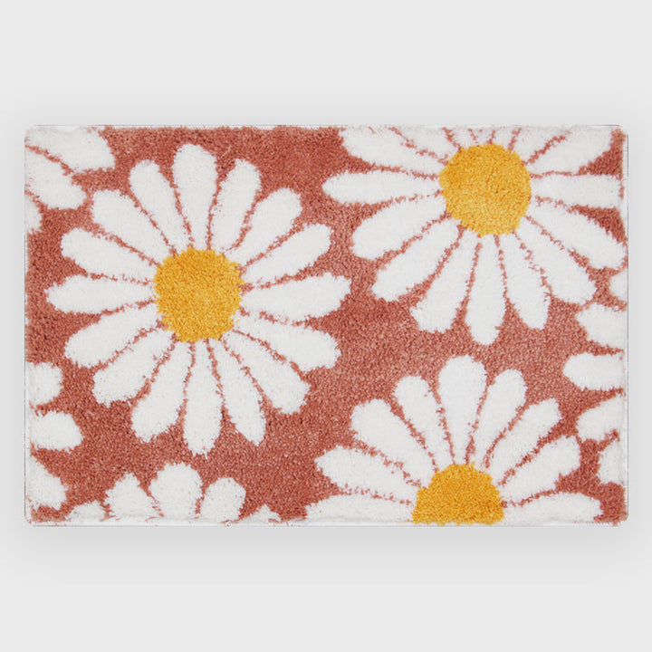 Feblilac Sweet Daisy Bath Mat, Purple Flower Carpet Bathroom