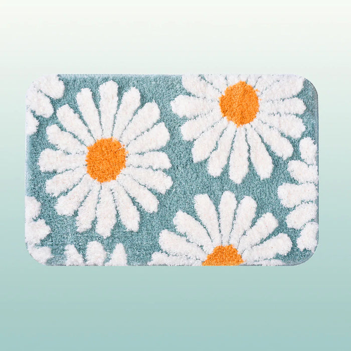 Feblilac Sweet Daisy Bath Mat, Purple Flower Carpet Bathroom