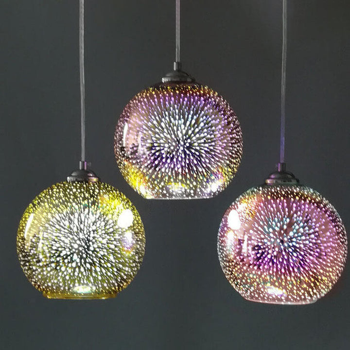Modern creative 3D colorful firework glass 1-light dome pendant lamp